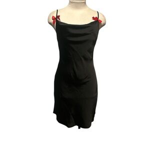 Urban Outfitters Cowl Satin Dress with Red Bows Size Small